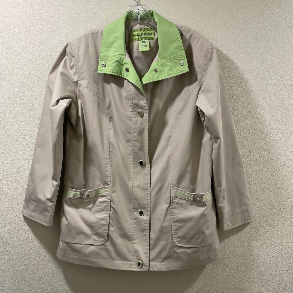MACKINTOSH Lightweight Raincoat Lined Snap Front, Khaki - M